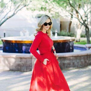 Zara Red 100% Cashmere Crew Neck Sweater